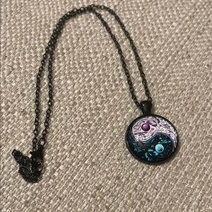 Black and Purple Yin Yang Pendant Necklace​